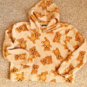 Weekending Children brown Bear Hoodie Warm Pullover SwetShirts Girls Large 11 12
